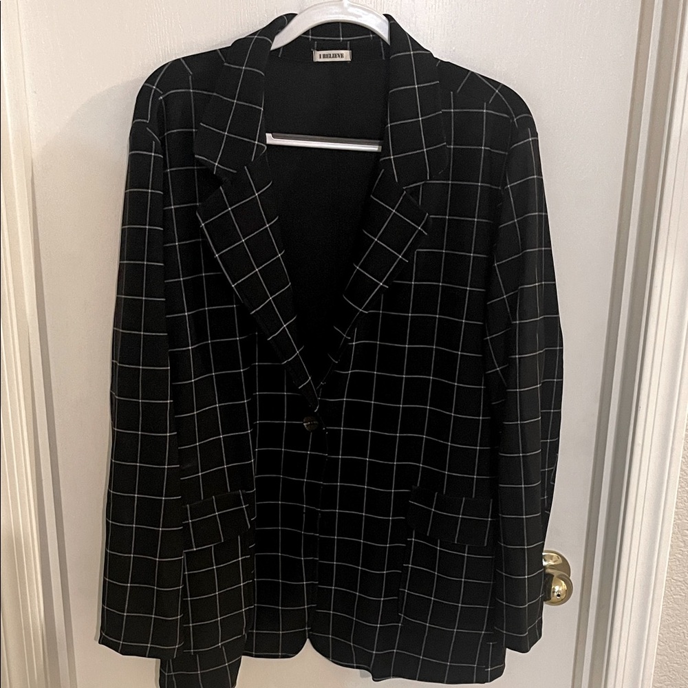 Black and White Checkered Blazer